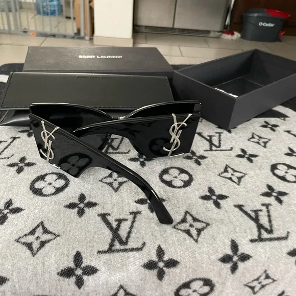Saint Laurent Dark Sunglasses with Silver Accents - Picture 7 of 8